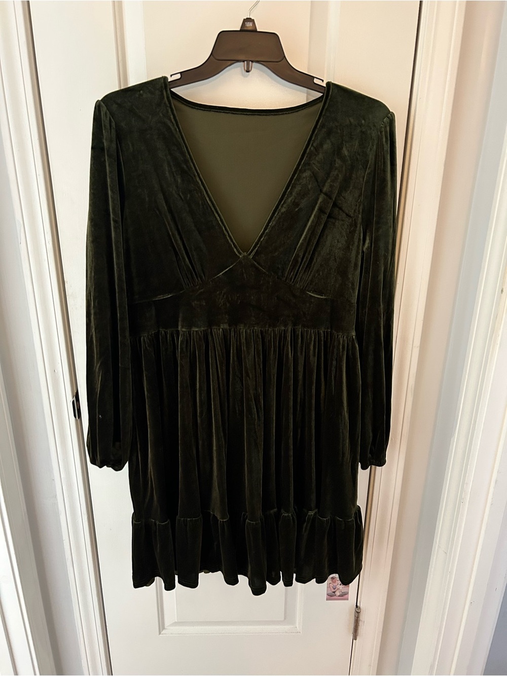 HALARA Olive Green Velvet Dress